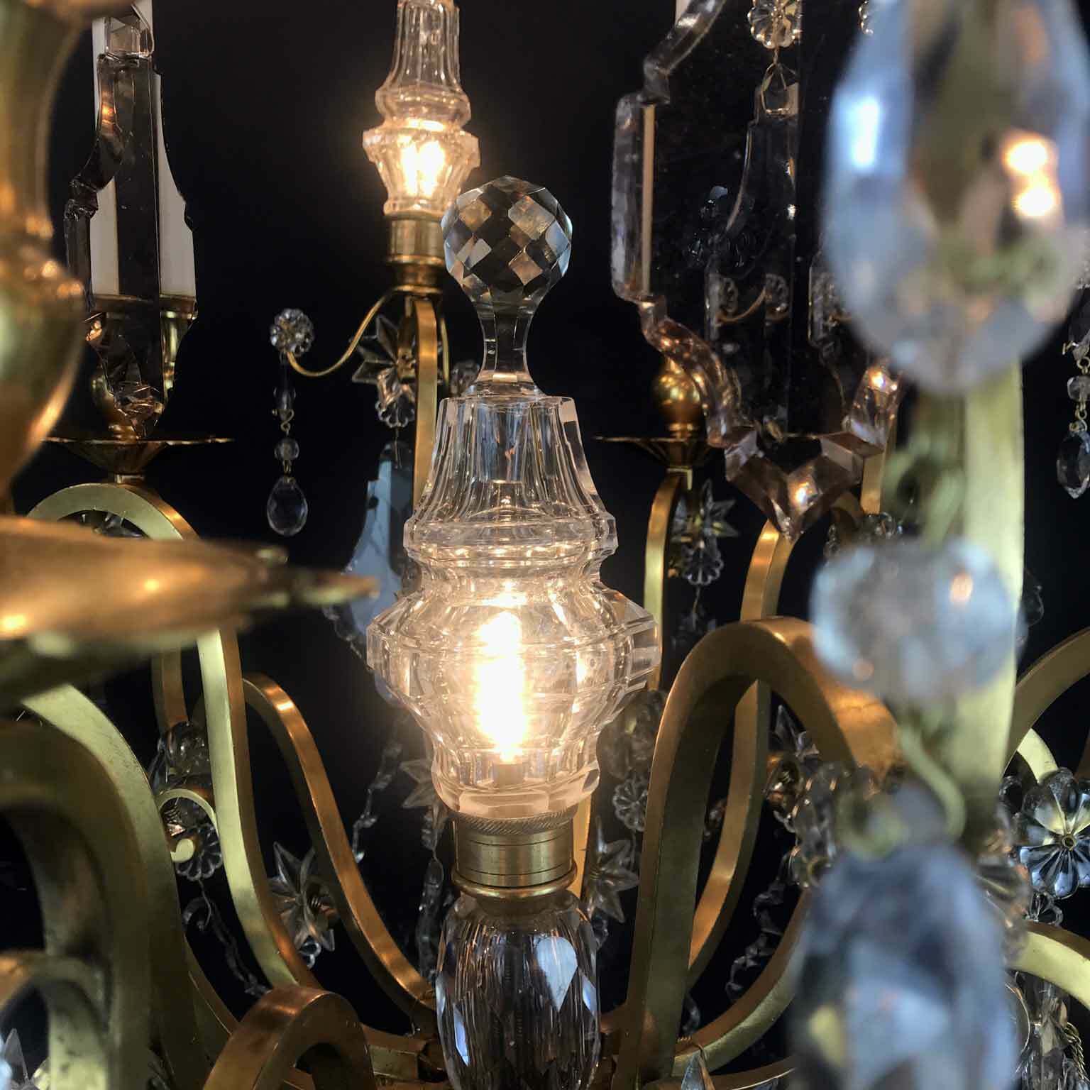 French Chandelier From The Early 1900s In Gilded Bronze And Crystal photo Lighting