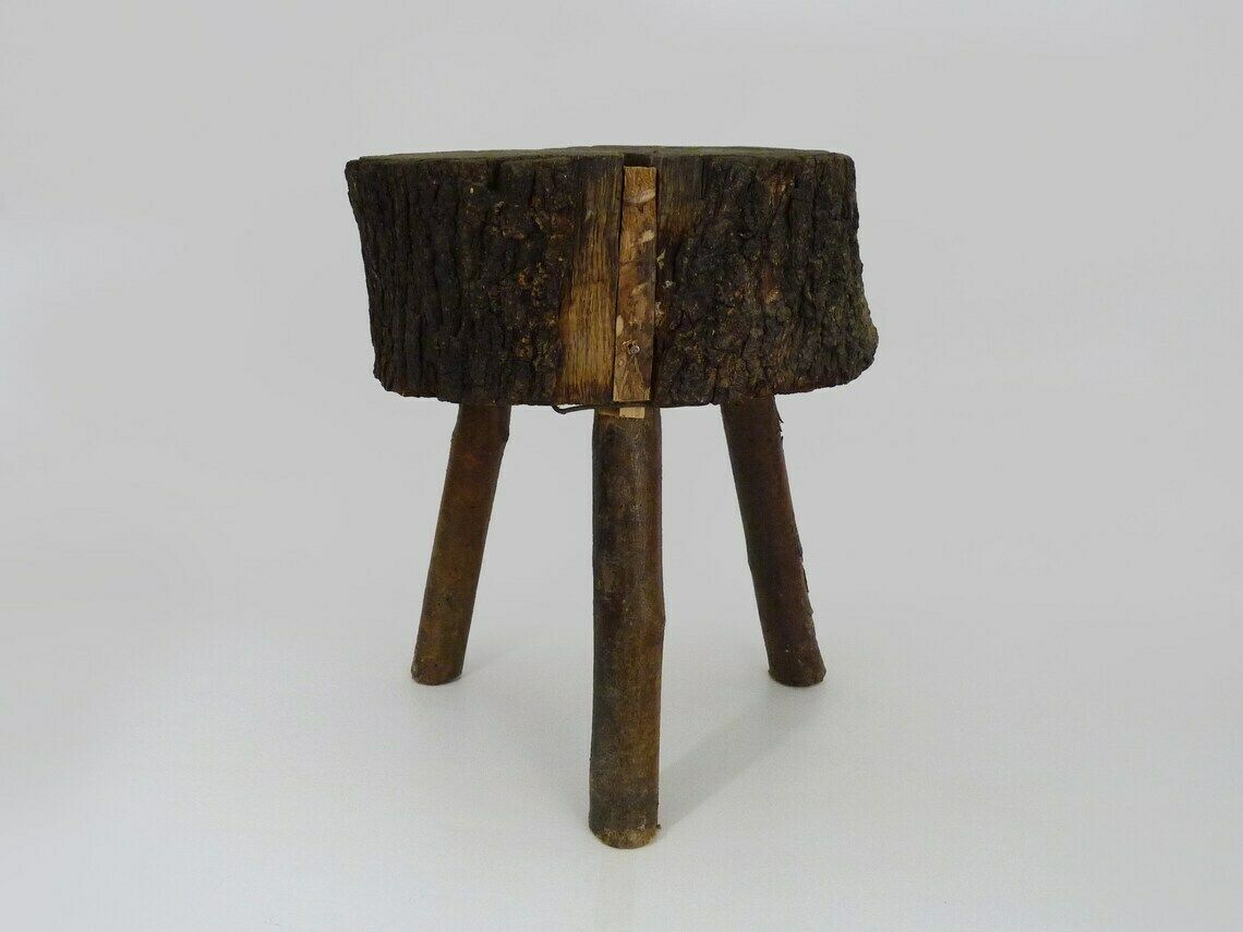 Tripod Oak Milking Stool  Ariège Peasant Art France (19th Century)