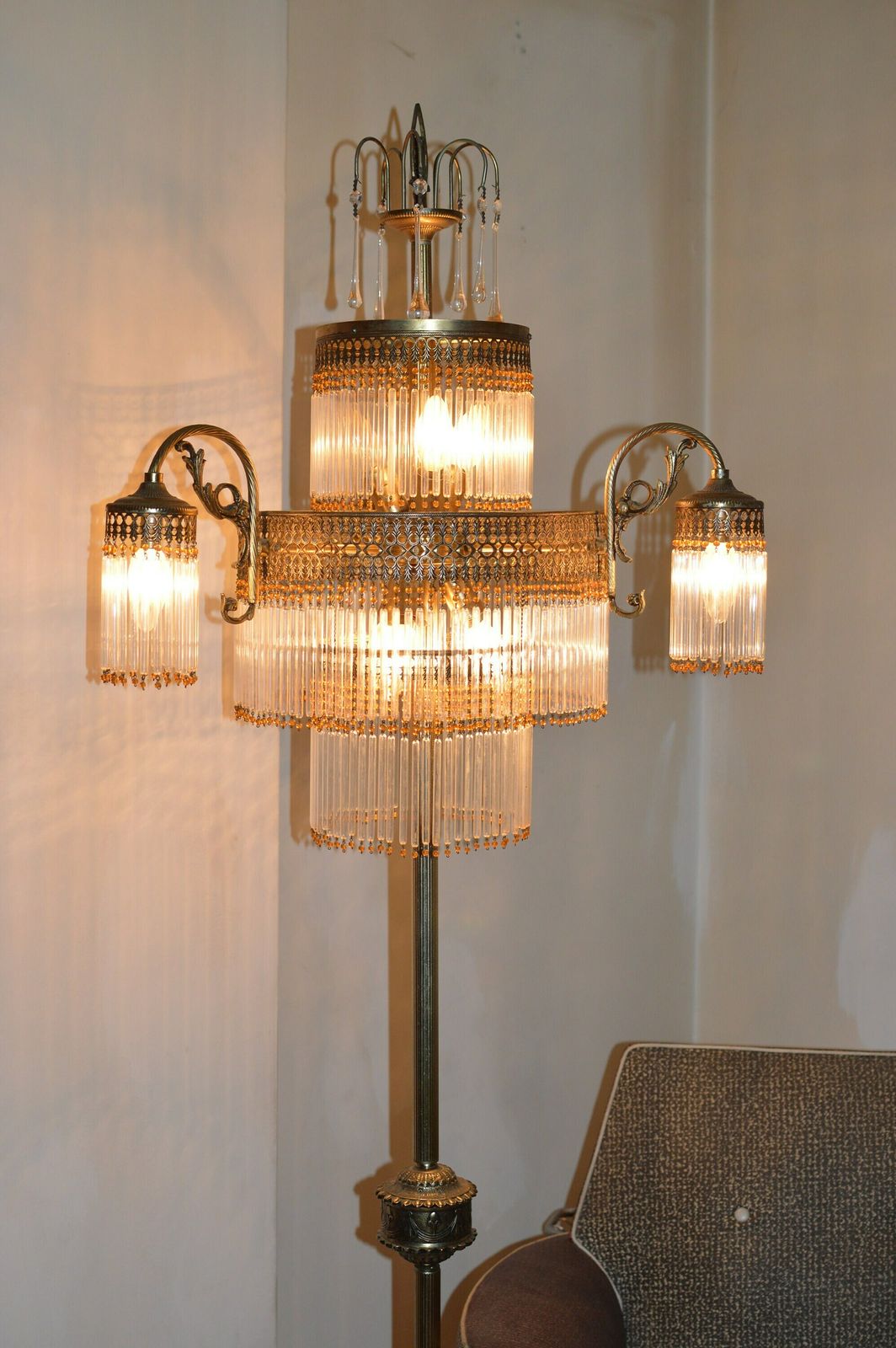 Vintage Art Nouveau Floor Lamp 9 Lights. Very Rare, Maybe Unique:) photo Lighting