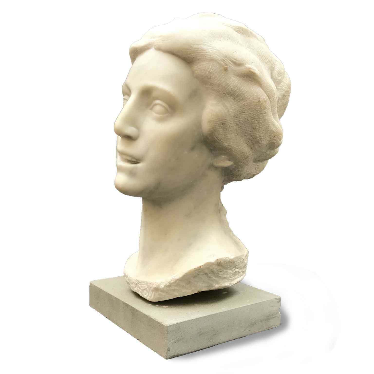 Art Aurelio Bossi Bust Of A Woman In White Marble photo
