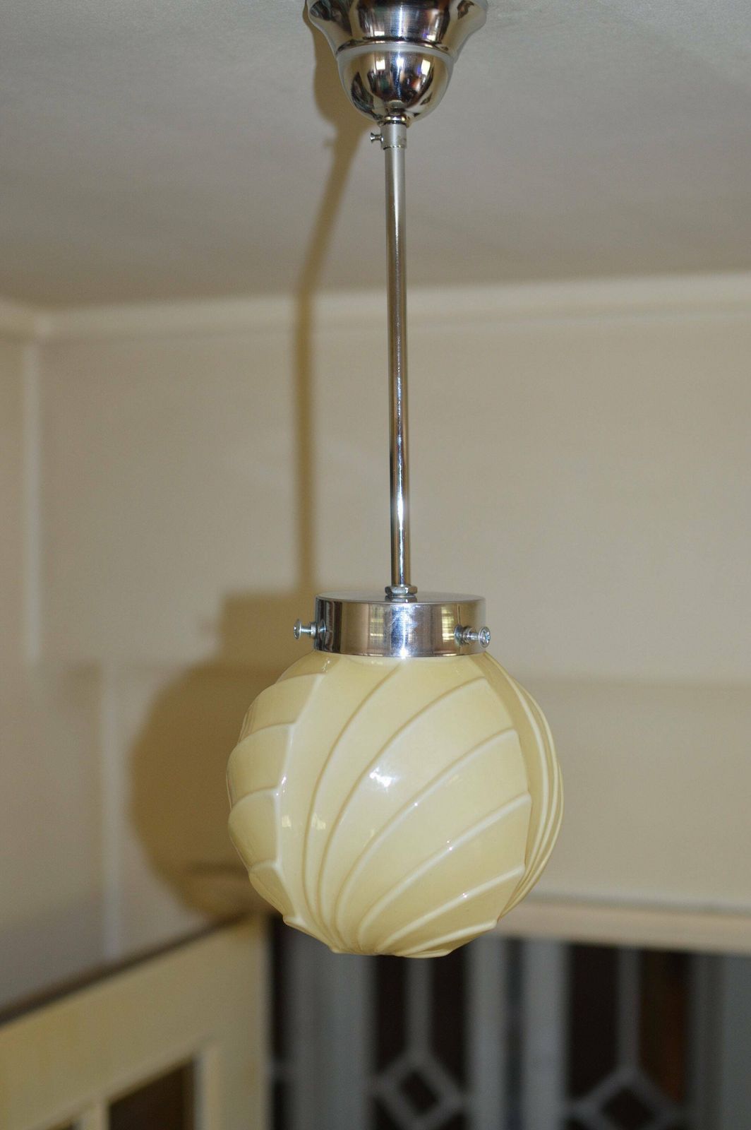 Art Deco Bauhaus Suspension Lamp 1920/30. Opaline Glass photo Lighting