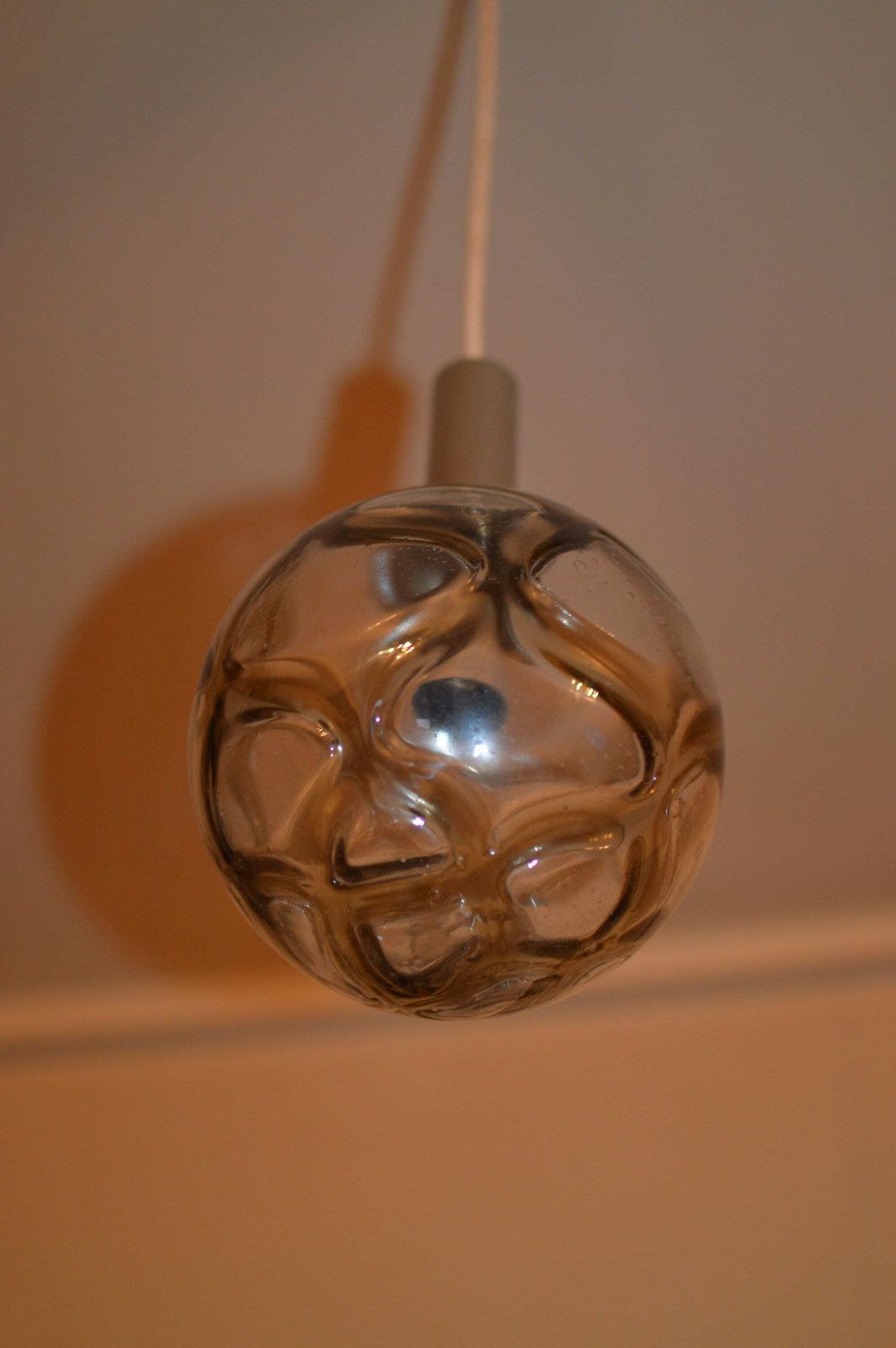 Vintage Hanging Lamp Glass Globe By Doria Leuchten,Germany 70s Space Age Midcentury photo 238.0