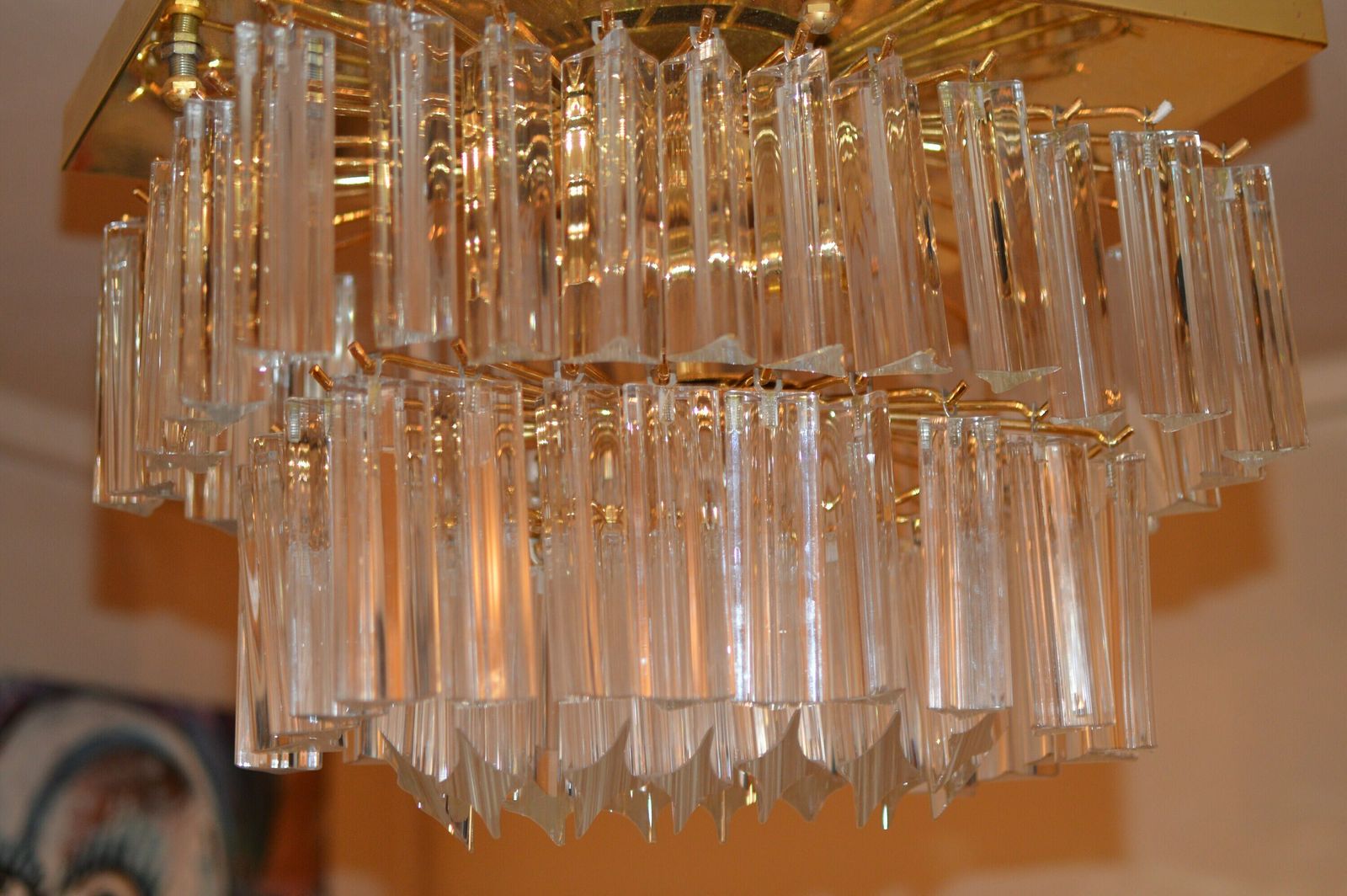 Murano Vintage Chandelier Mid Century Crystal. Venini Era 1960/70 48 Glass photo Lighting