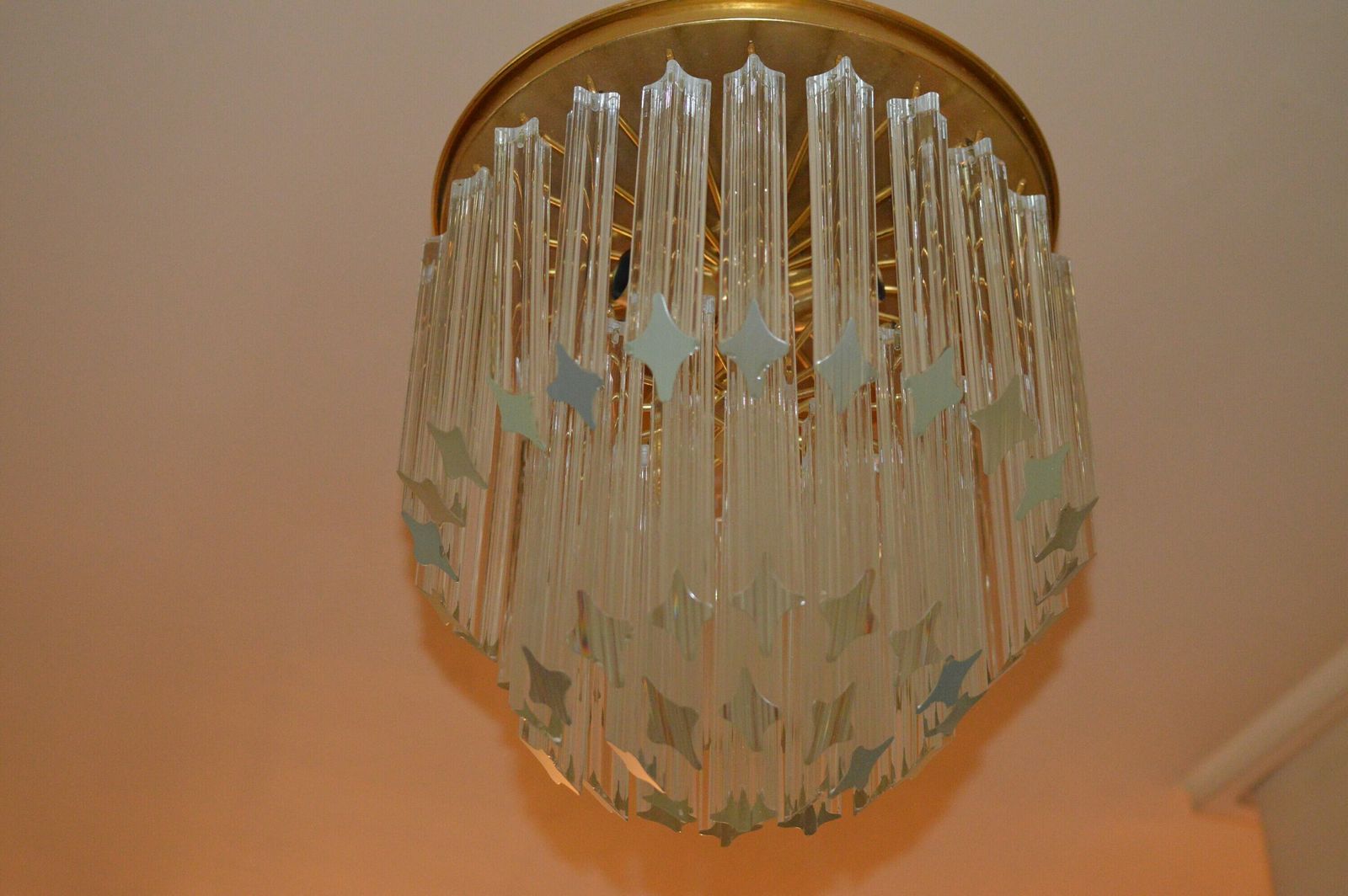 Murano Vintage Chandelier Mid Century Crystal. Venini Era 1960/70 48 Glass photo for sale