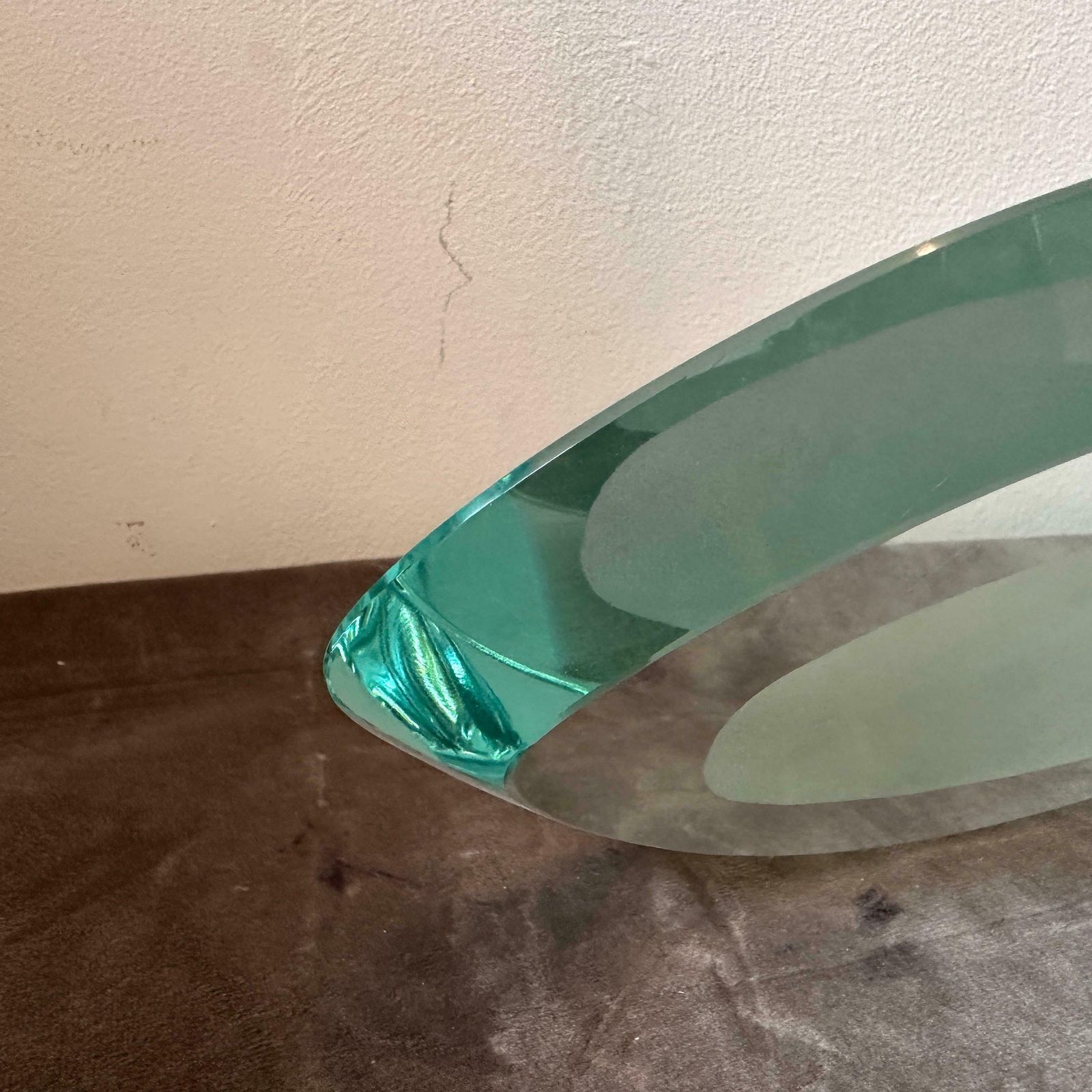 1960s Fontana Arte Style Heavy Glass And Steel Space Age Italian Wall Sconce photo vintage