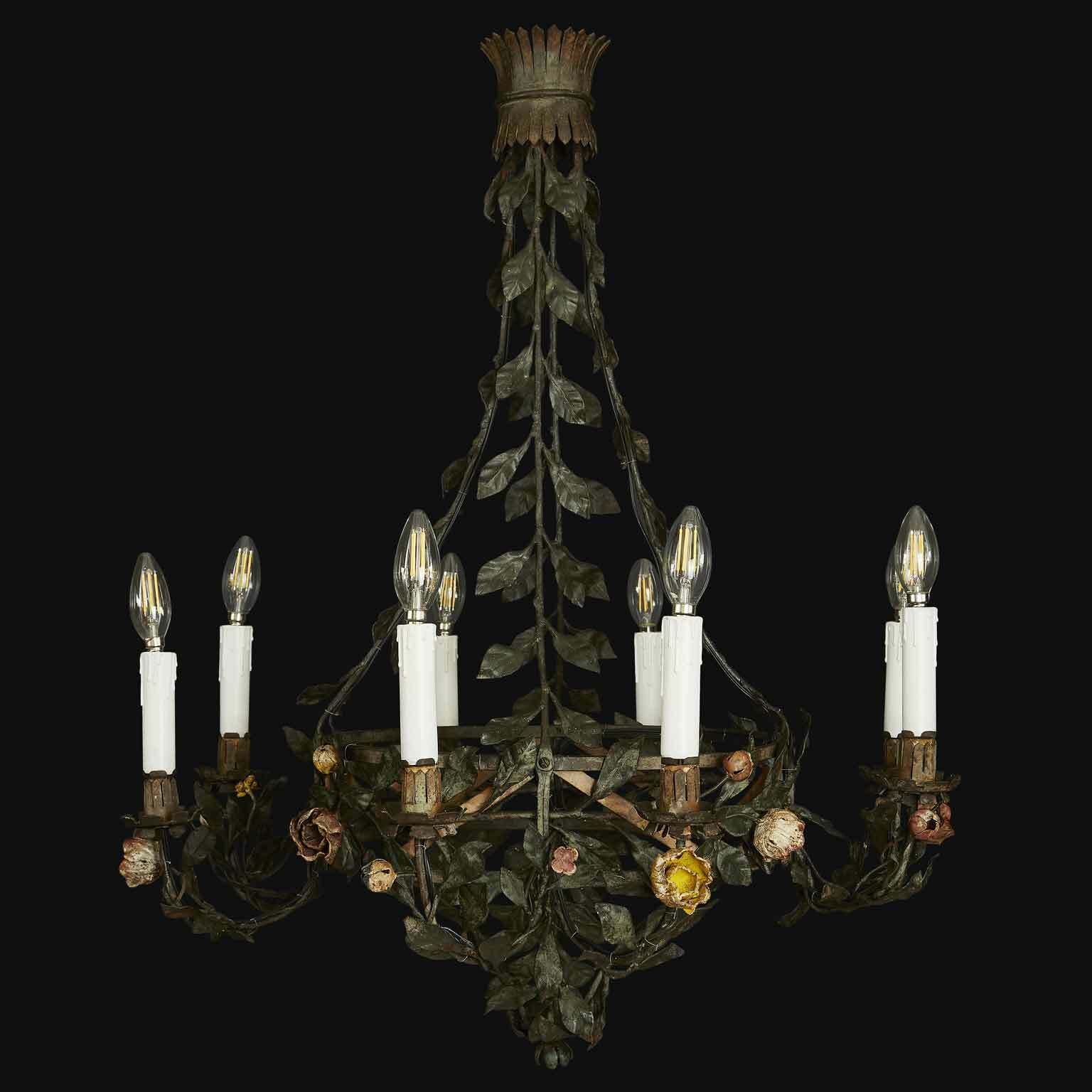 Floral Chandelier In Wrought Iron photo furniture