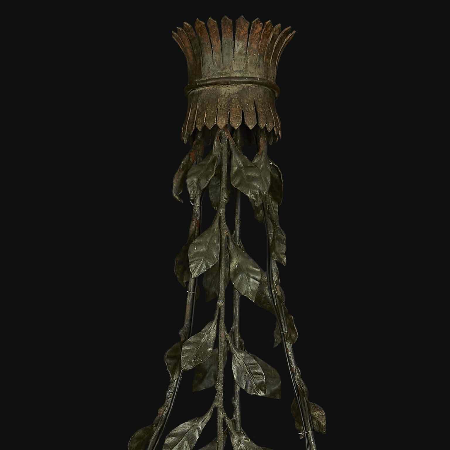 Floral Chandelier In Wrought Iron photo for sale