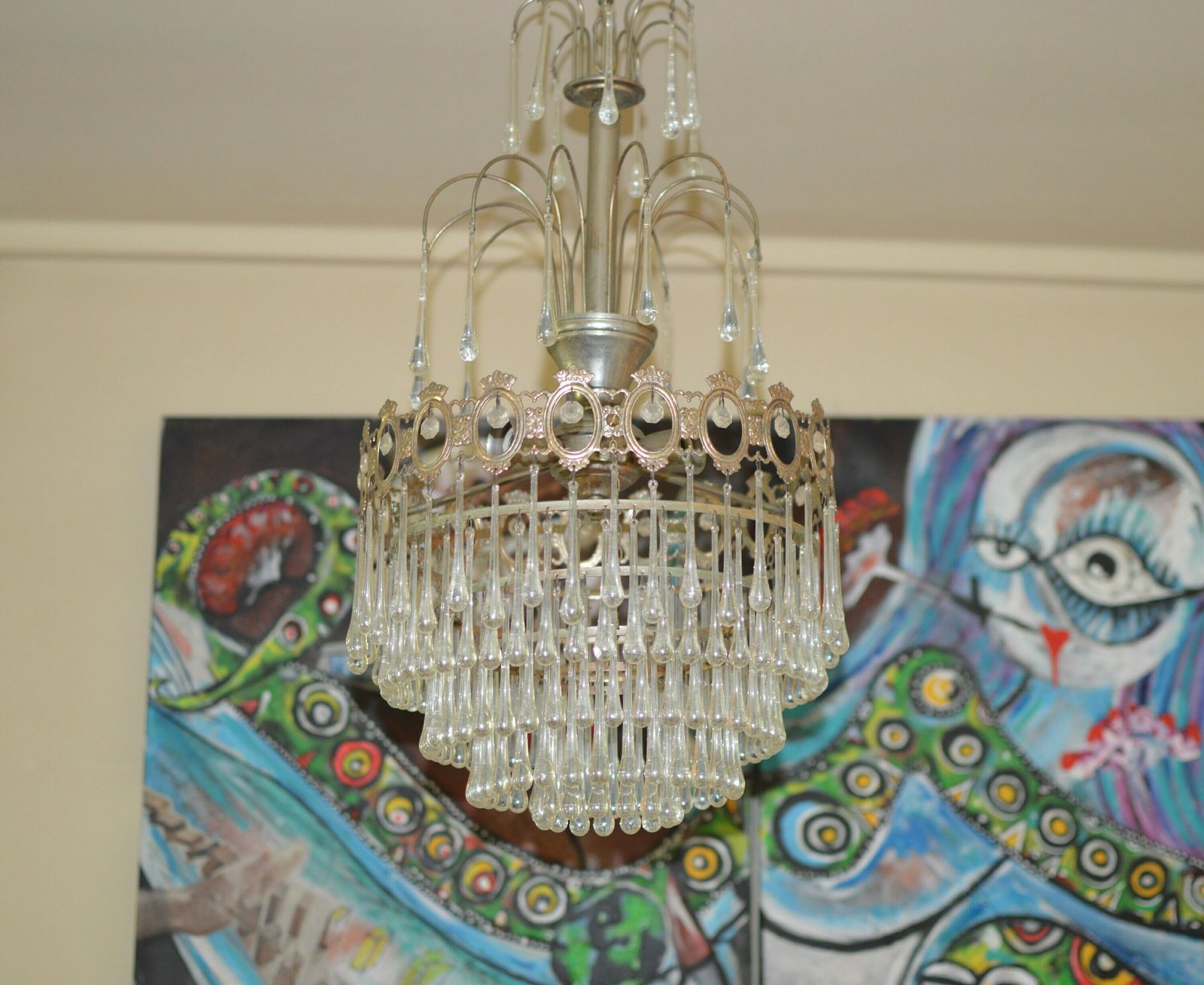 photo for sale Venini Tear Drops Crystal Glass Chandelier 7 Tiers