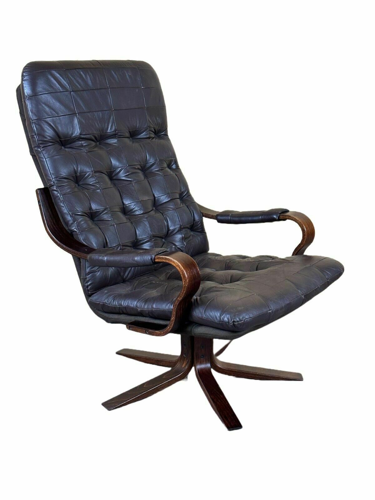 60er 70er Jahre Sessel Easy Chair Ledersessel Drehsessel Danish Modern Design