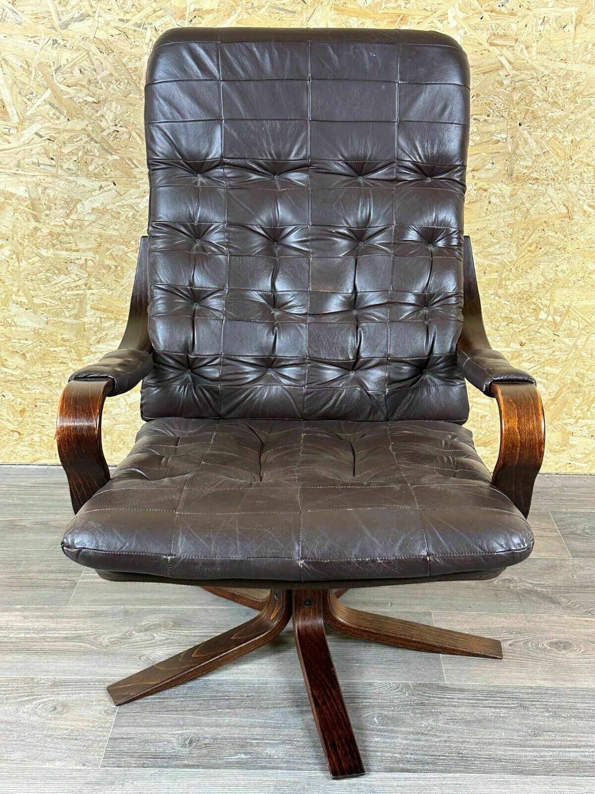 60er 70er Jahre Sessel Easy Chair Ledersessel Drehsessel Danish Modern Design photo 509.0