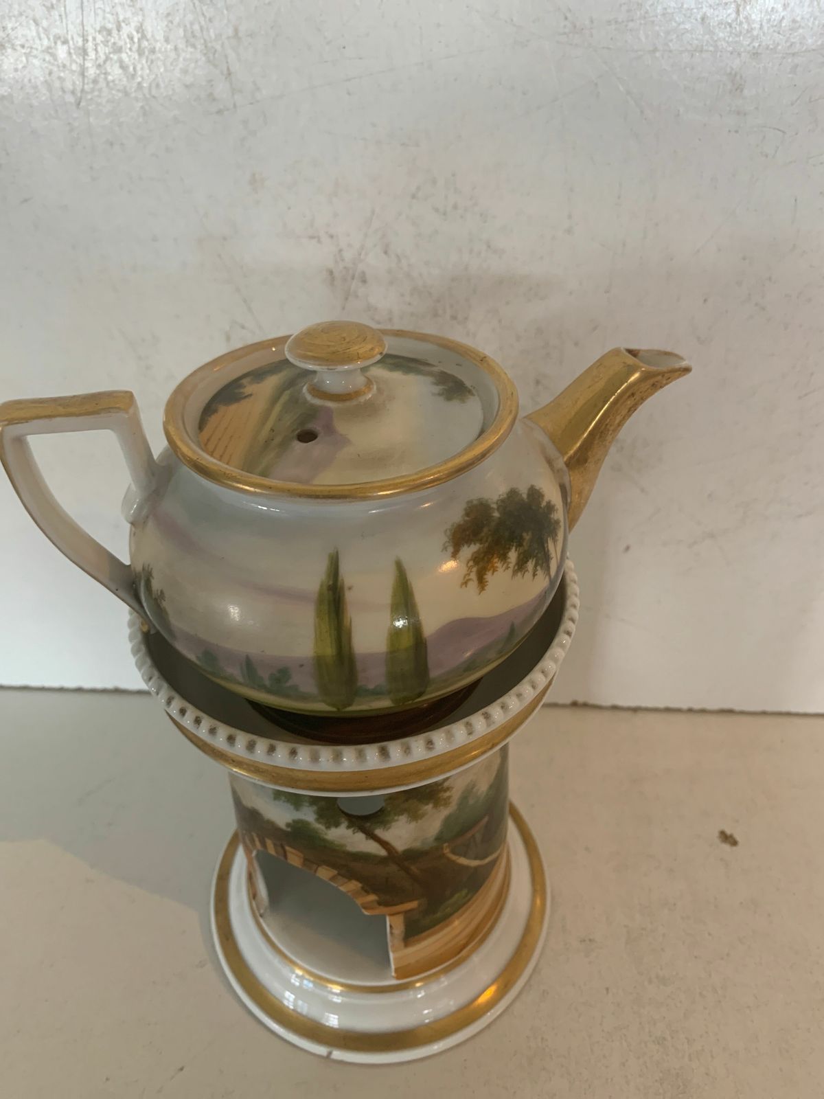 Teapot In Polychrome Porcelain "Old Paris" XIX Century photo vinterior
