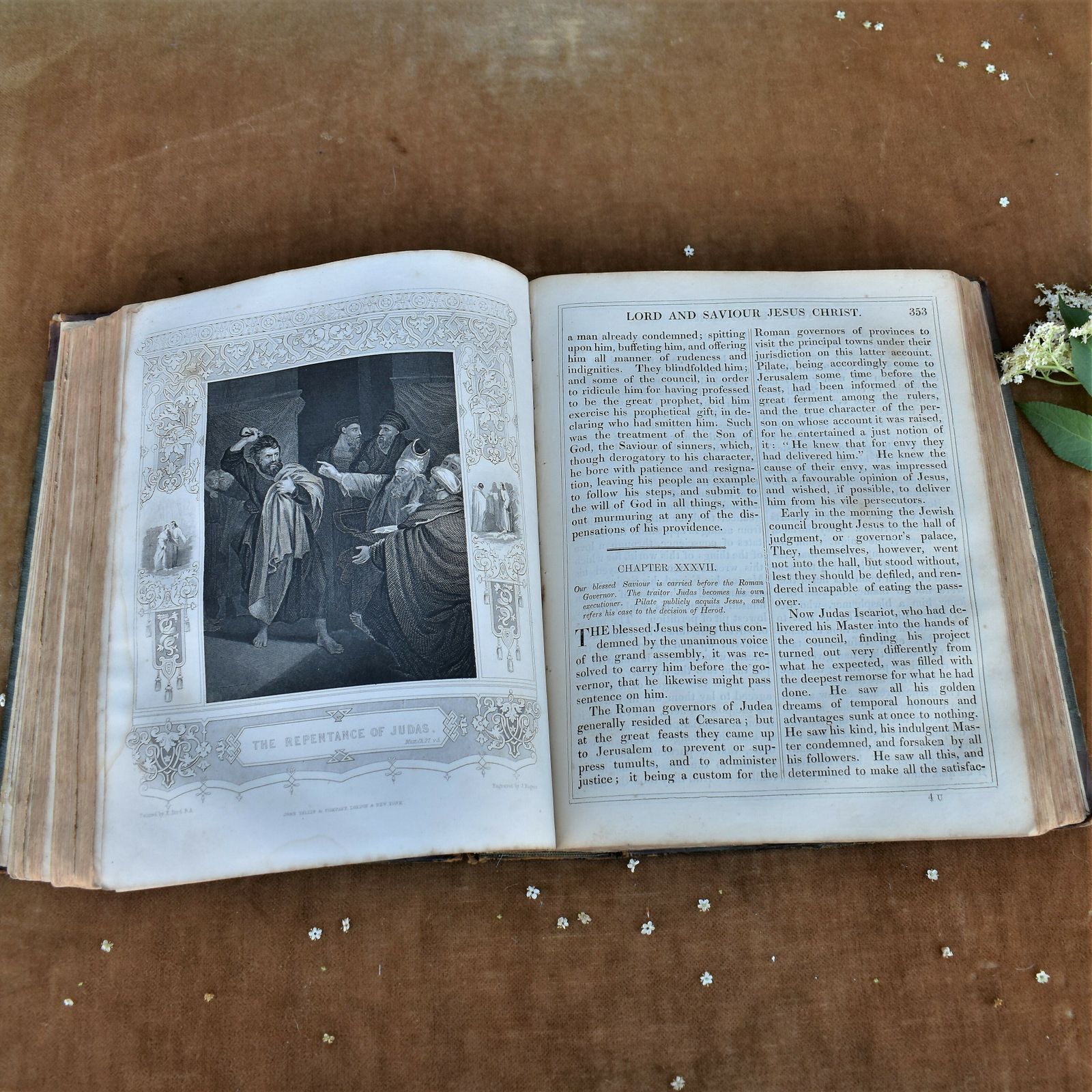 Antique 1850s Life Of Christ Rev John Fleetwood Leather Book Lovely Inscription photo vinterior