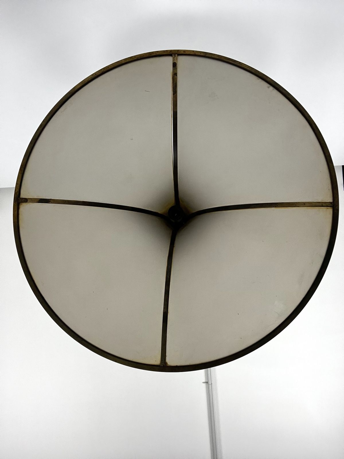 Mid Century Large Brass And Curved Glass Esperia Chandelier Model Pagoda. 1960s photo buy