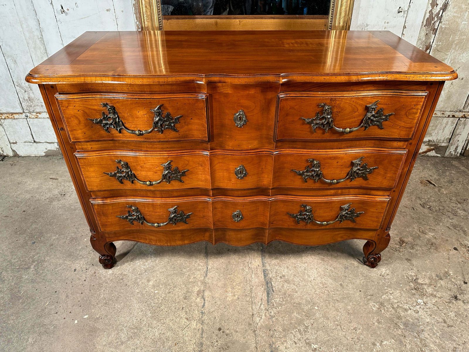 Beautiful Antique French Fruitwood Serpentine Commode Chest Of Drawers Circa 1890 photo vinterior