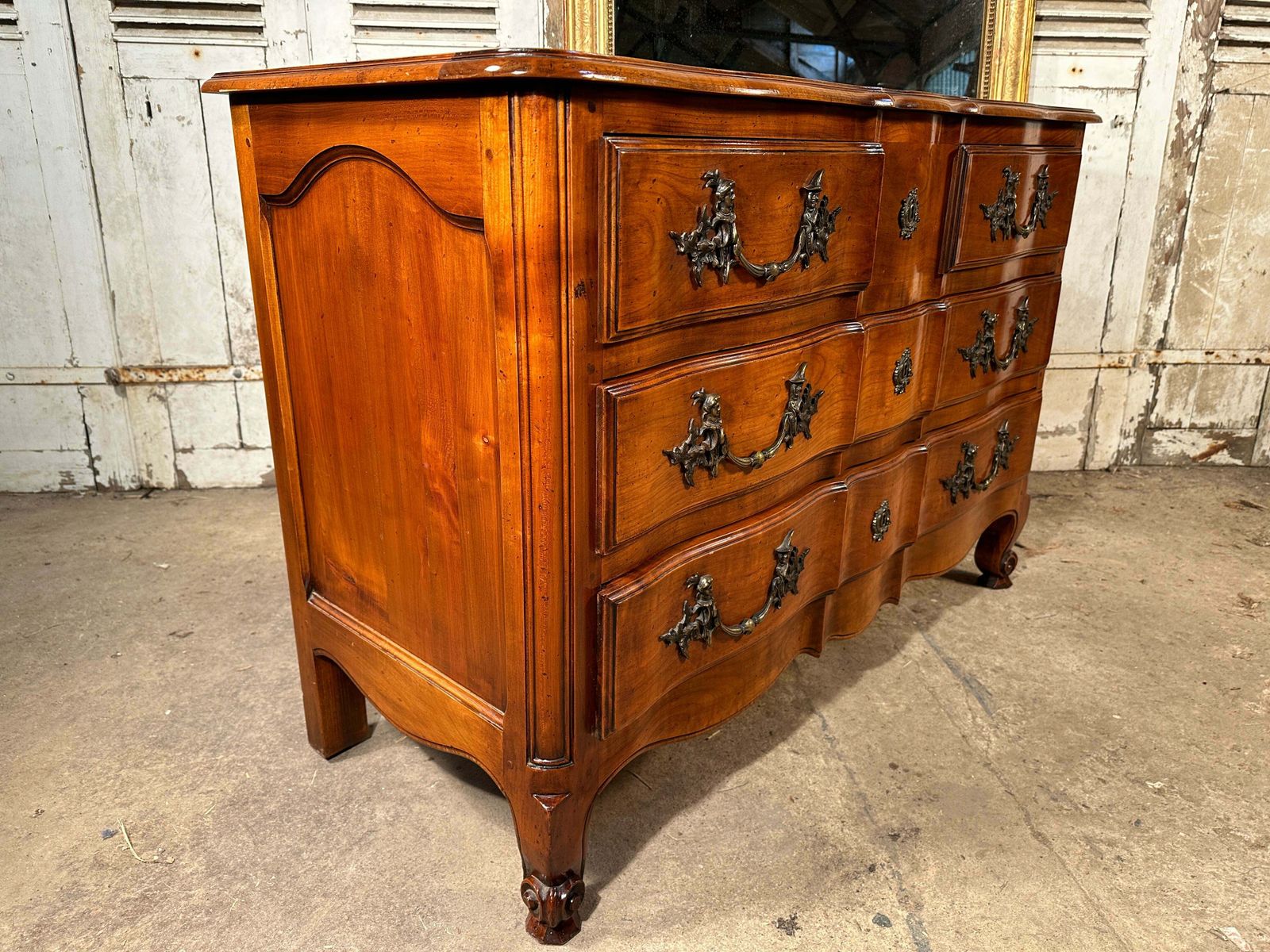 photo vintage Beautiful Antique French Fruitwood Serpentine Commode Chest Of Drawers Circa 1890