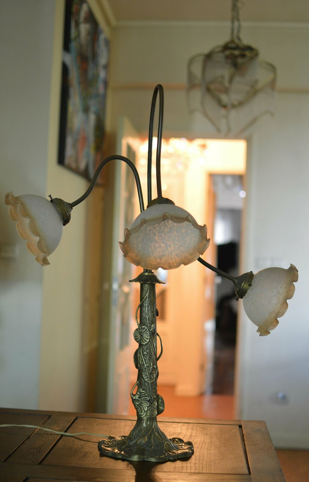 Art Nouveau Table Lamp.. Floor Lamp Lamp Art Nouveau Rare. photo vintage