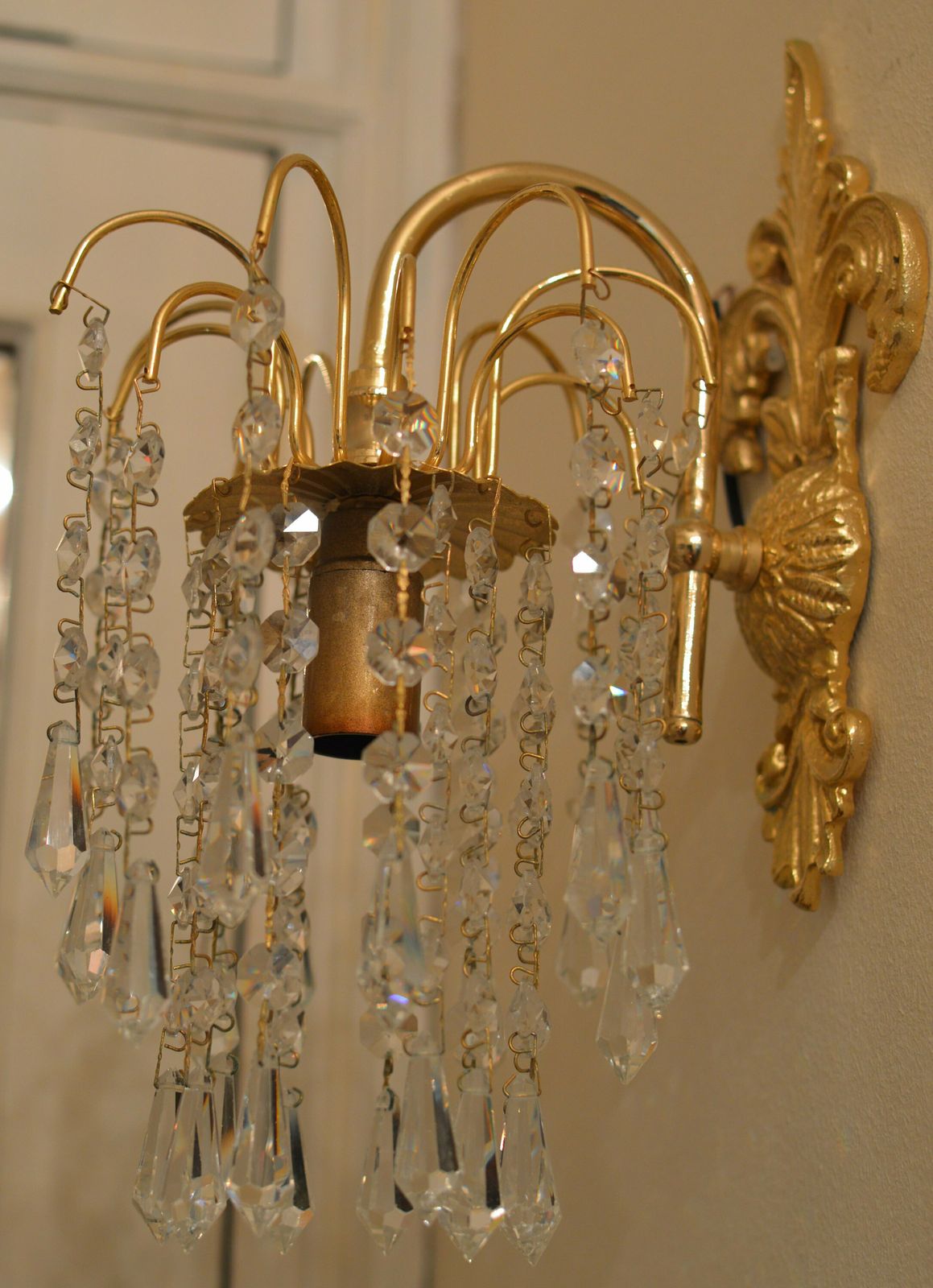 Pair Of Wall Lamp Bohemian Cristal Gold Metal