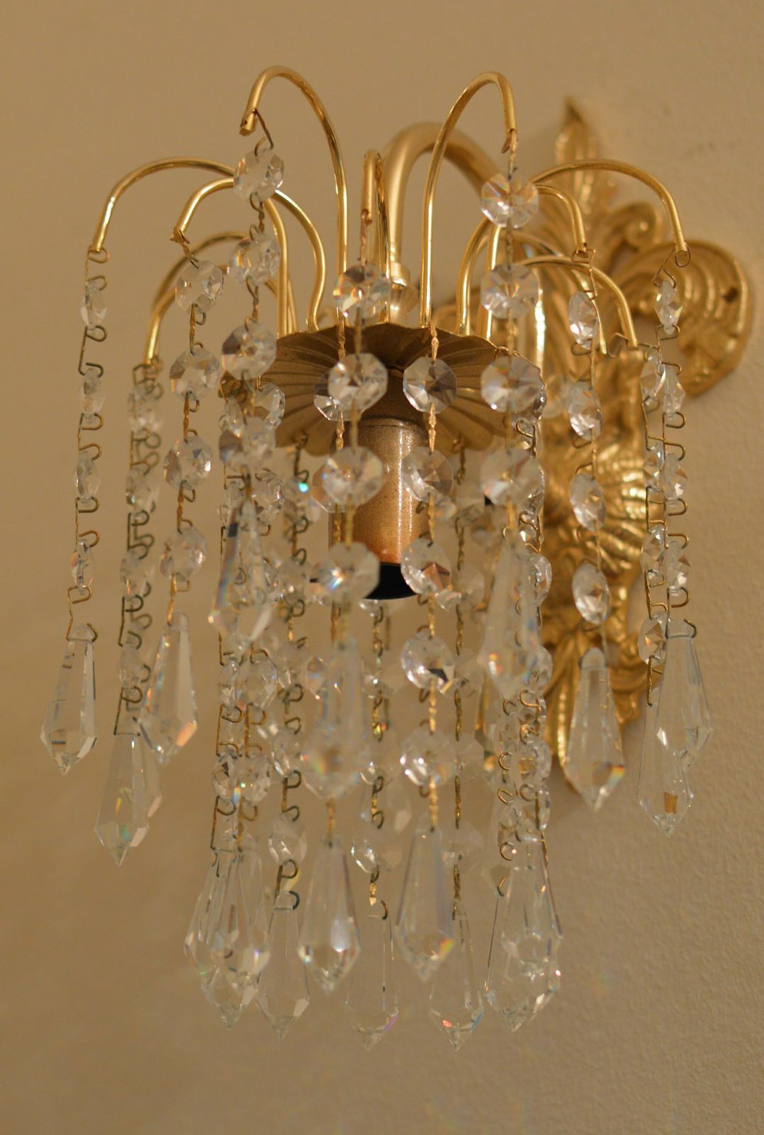 Pair Of Wall Lamp Bohemian Cristal Gold Metal photo furniture