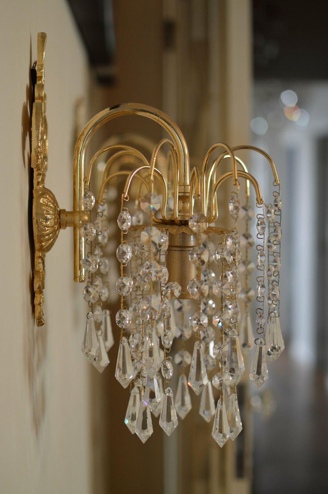 Pair Of Wall Lamp Bohemian Cristal Gold Metal photo buy