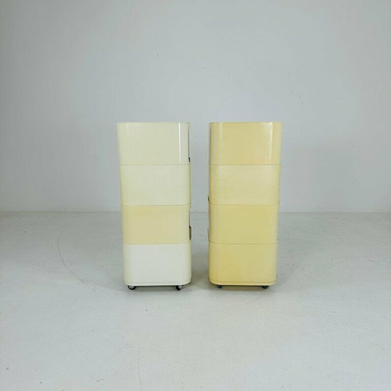 Set Of 2 Componibili Square 4 Parts Serving Trolley By Anna Castelli For Kartell   Italy 1960s photo vinterior