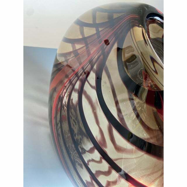 Abstract Vase In Fumè Murano Glass And Red Reeds photo 6200.0