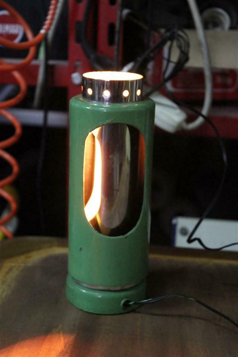Mid Century Italian Eclisse 1950s Green And Steel Table Lamp photo for sale