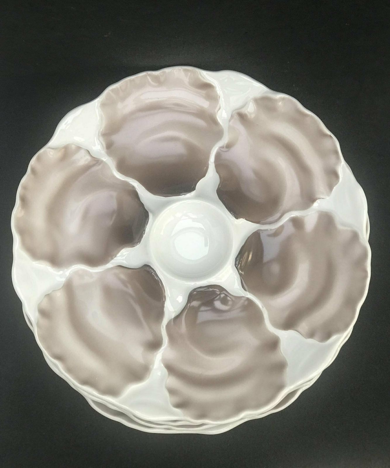 1 Oyster Plates White Brown Rare Oyster Dish, Majolica Vintage German White And Brun Oyster Plate Collector Dish, Dish Collection photo furniture