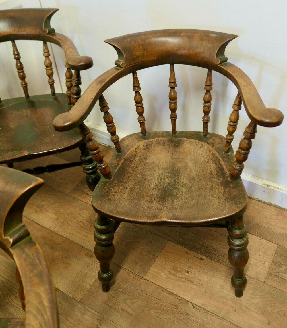 Set Of 6 English Oak And Elm Windsor Carver Chairs photo vinterior