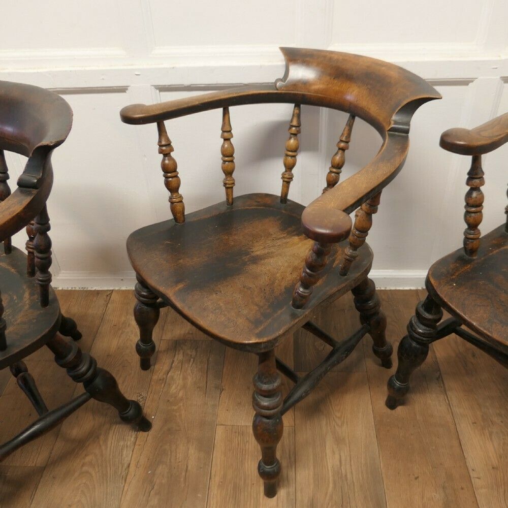 Set Of 6 English Oak And Elm Windsor Carver Chairs photo buy
