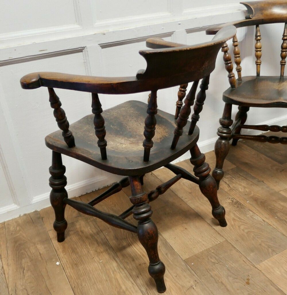 Set Of 6 English Oak And Elm Windsor Carver Chairs photo vintage