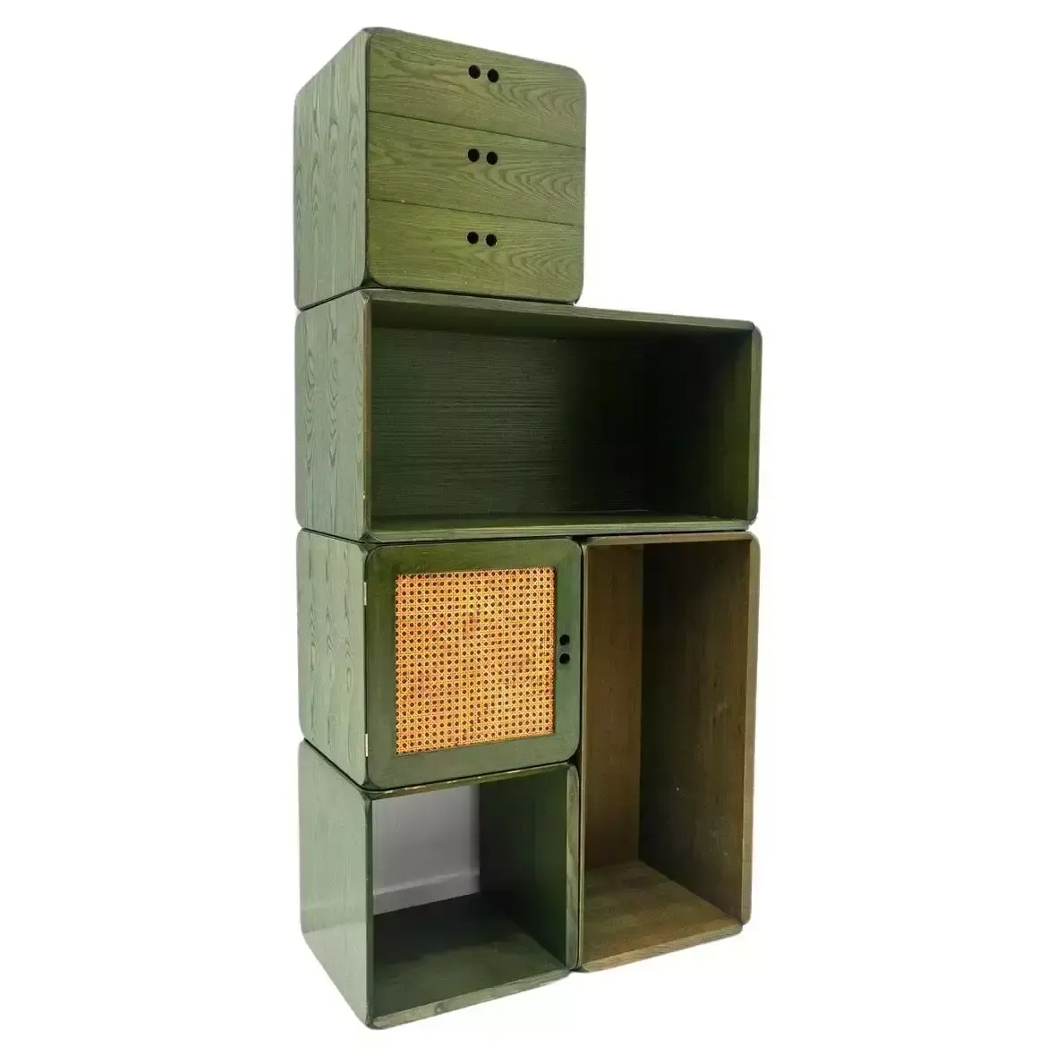 Mid Century Set Of Modular Green Wooden Cubes By Derk Jan De Vries, 1960s