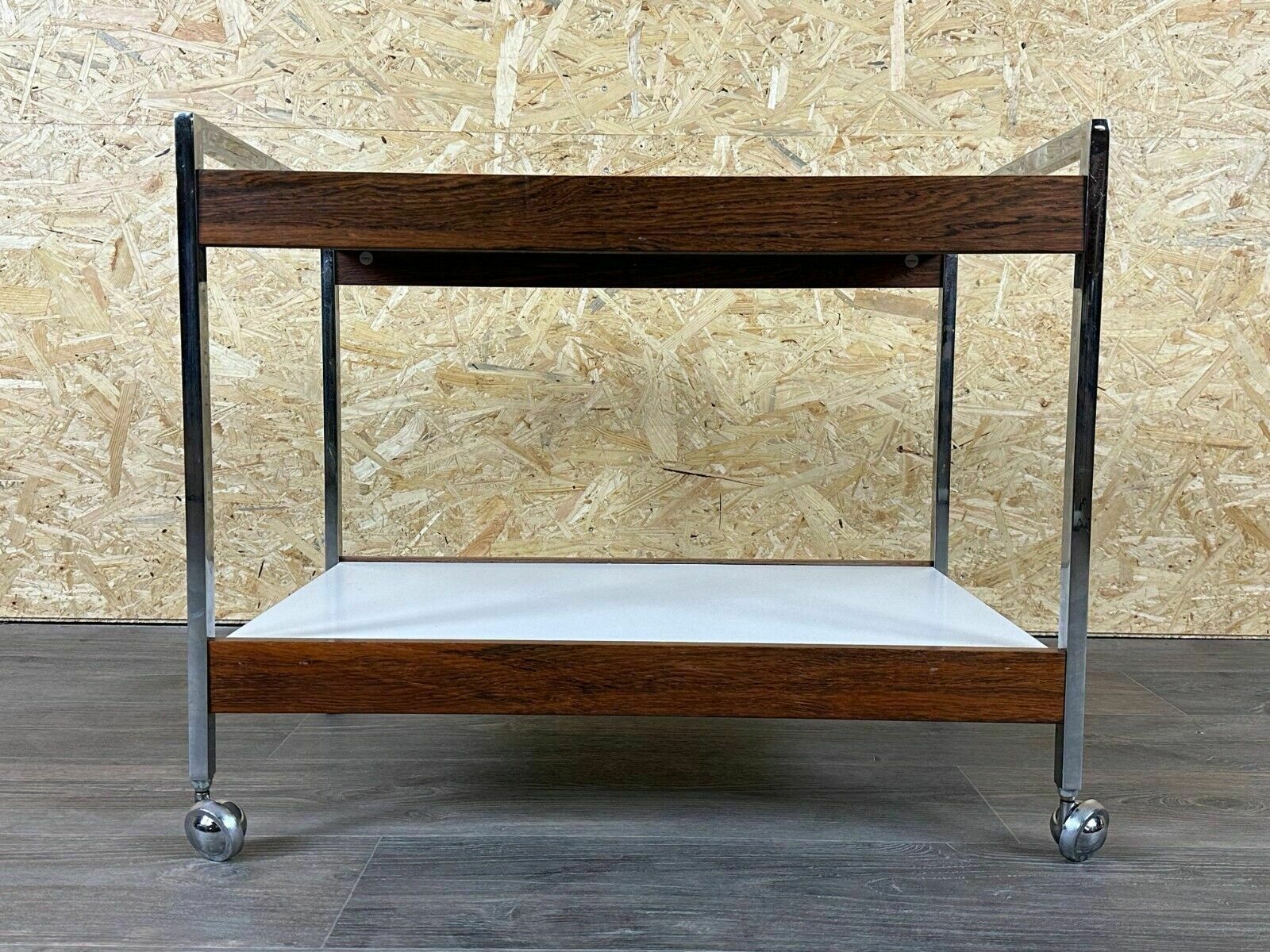 60s 70s Serving Trolley Dinette Made Of Teak & Chrome Danish Modern Design photo for sale