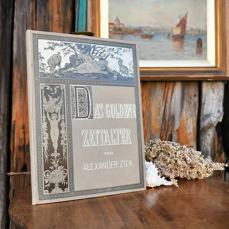 Antique Das Goldene Zeitalter Alexander Zick Book Colour Plates Set Of 12 Plates photo for sale