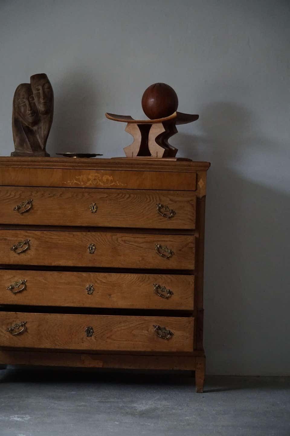 Antique Danish Chest Of Drawers In Oak, Made In Late 18th Century, Louis 16 photo vinterior