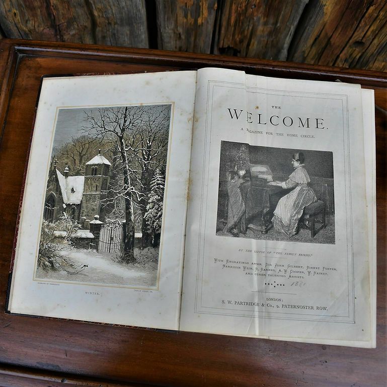 Antique 1881 The Welcome Monthly Magazine Chronical Half Leather Bound Book photo buy