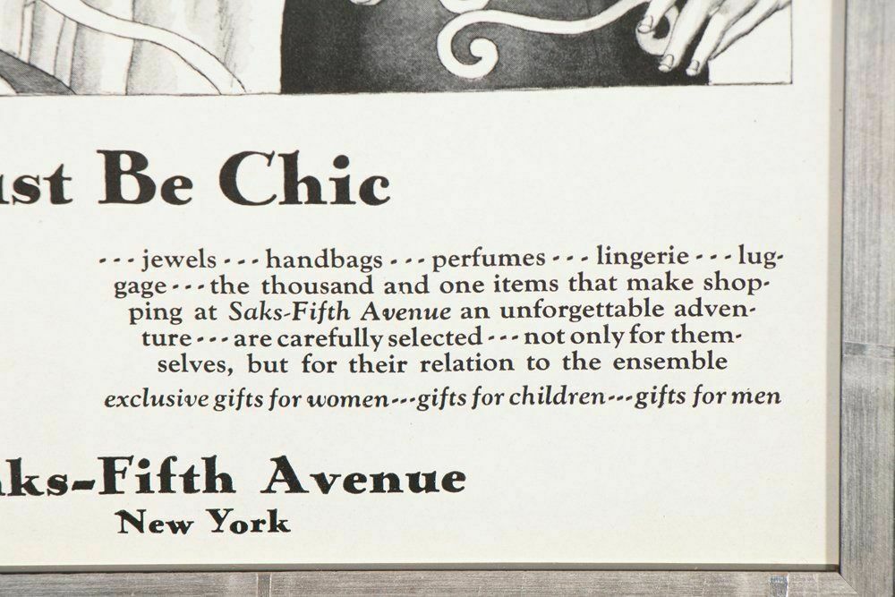 Framed Art Deco Saks Fifth Avenue Advertising Print C.1930 photo 175.0