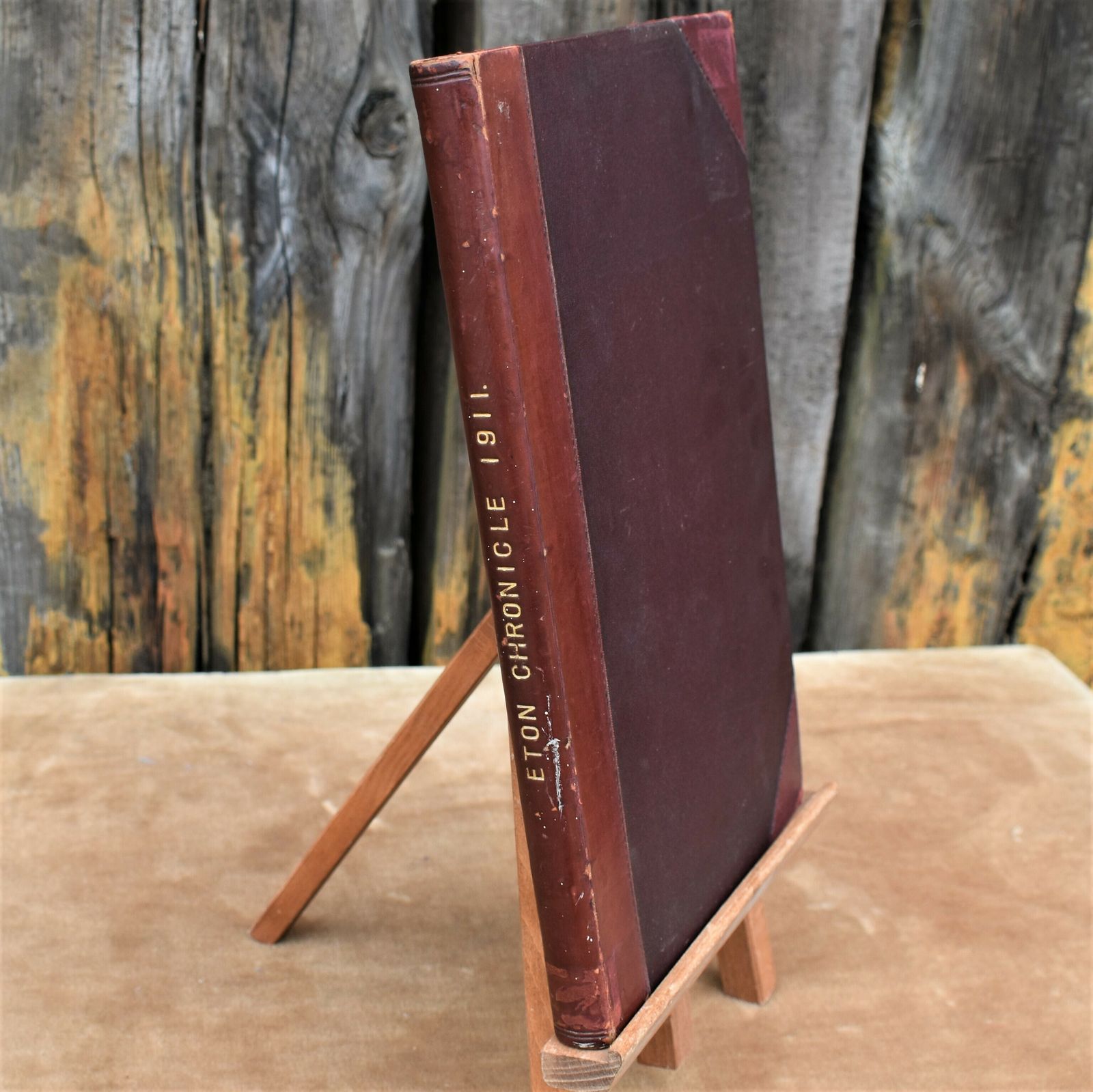 Antique 1911 Eton College Monthly Chronicle Fine Half Leather Bound Book photo vinterior