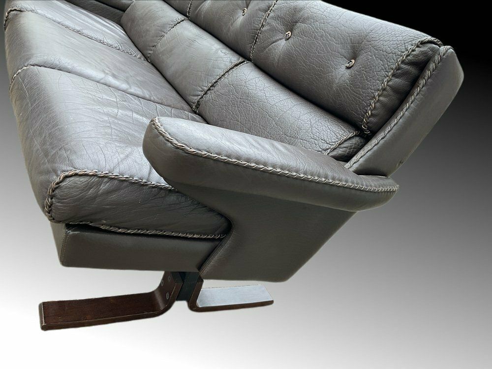 Mid Century Swedish 3 Seater Leather Sofa By Arne Norell, 1970s photo Furniture