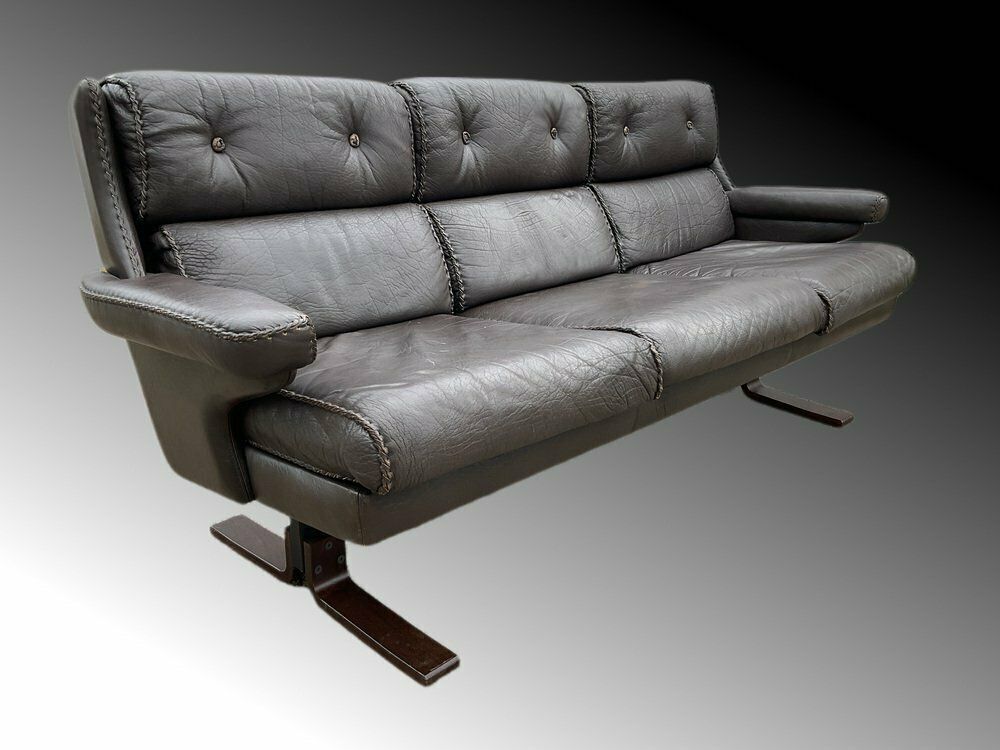 Mid Century Swedish 3 Seater Leather Sofa By Arne Norell, 1970s photo buy