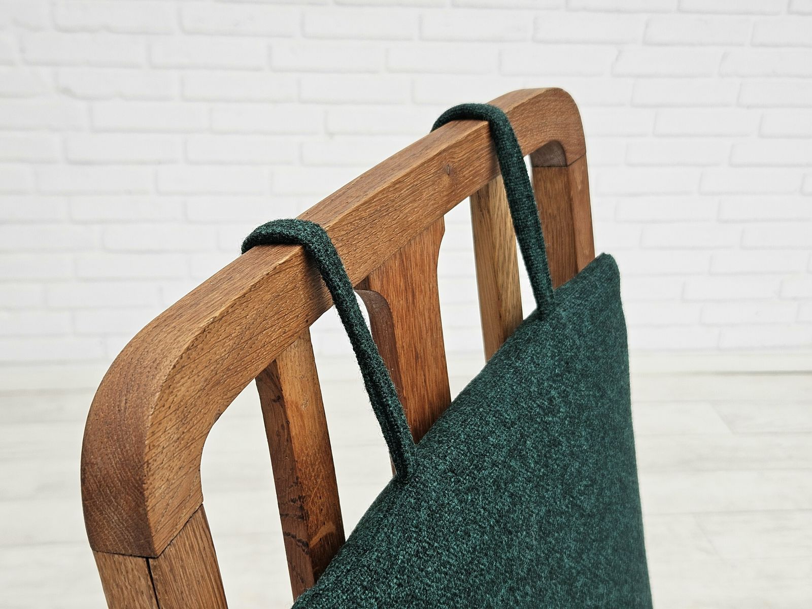 1950 60s, Reupholstered Danish Highback Rocking Chair, Kvadrat Furniture Wool. photo for sale