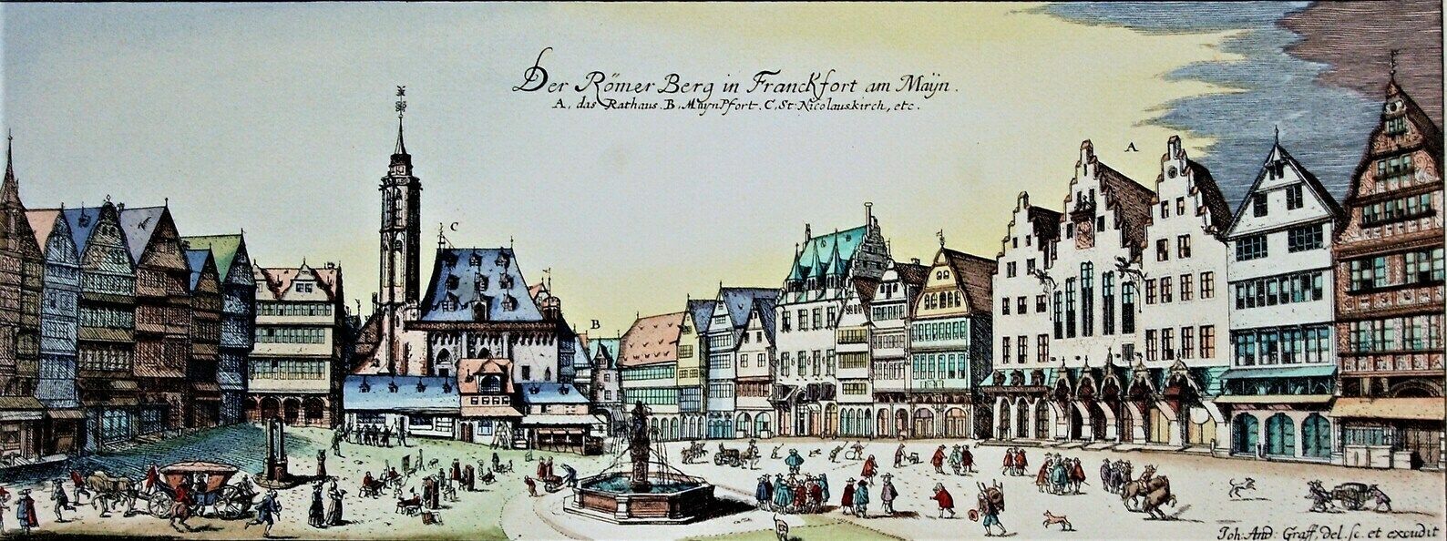 Der Römer Berg In Frackfort Am Mayn , Engraving photo for sale