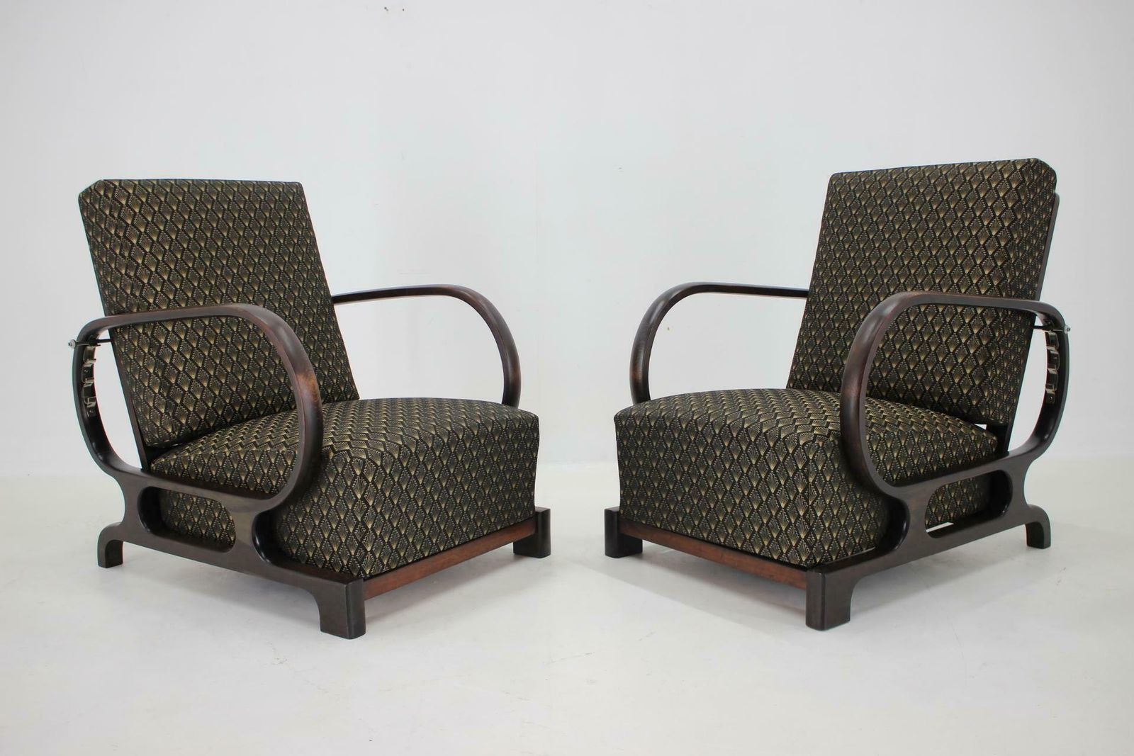 1930s Pair Of Rare Restored Art Deco Adjustable Armchairs, Czechoslovakia photo for sale