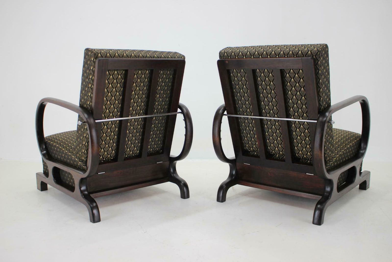1930s Pair Of Rare Restored Art Deco Adjustable Armchairs, Czechoslovakia photo buy