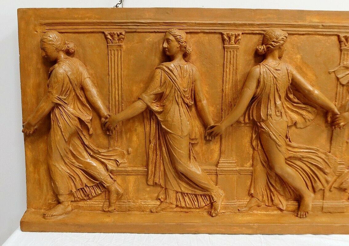 High Relief Plaster Sculpture, “Dancers Of Borghese” – 19th Century photo Art