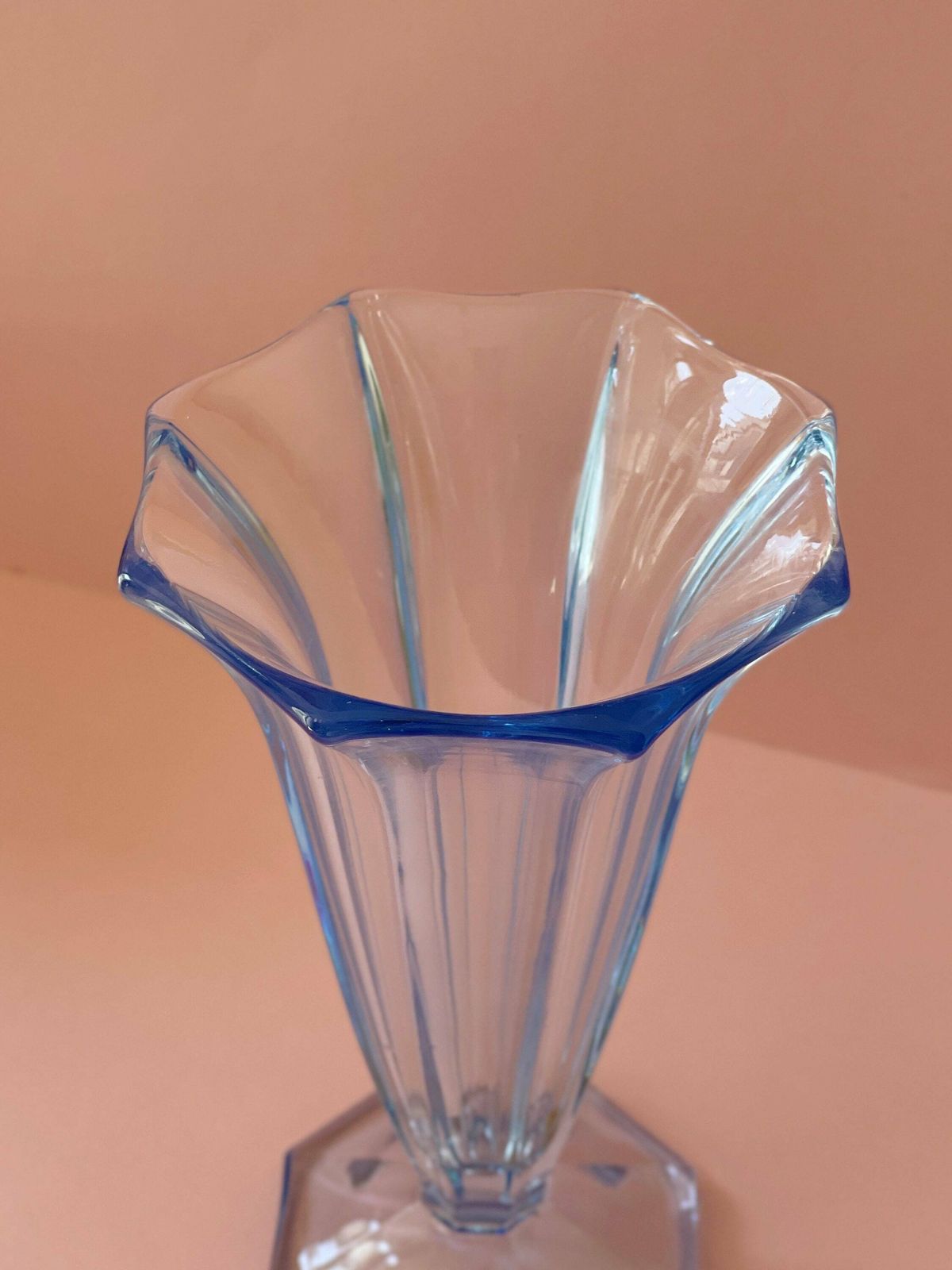 Vintage Blue Vase. French Vintage Blue Glass Flower Vase. photo for sale