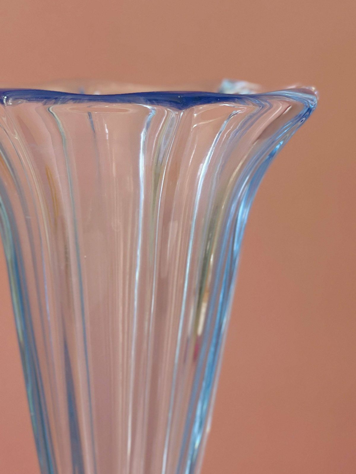 Vintage Blue Vase. French Vintage Blue Glass Flower Vase. photo vinterior