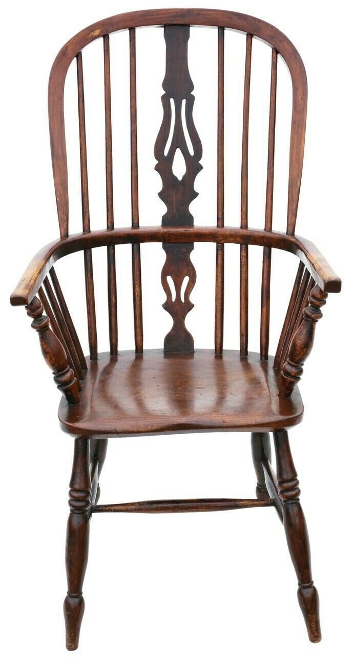 Antique Quality 19th Century Ash And Elm Windsor Chair Dining Armchair photo furniture