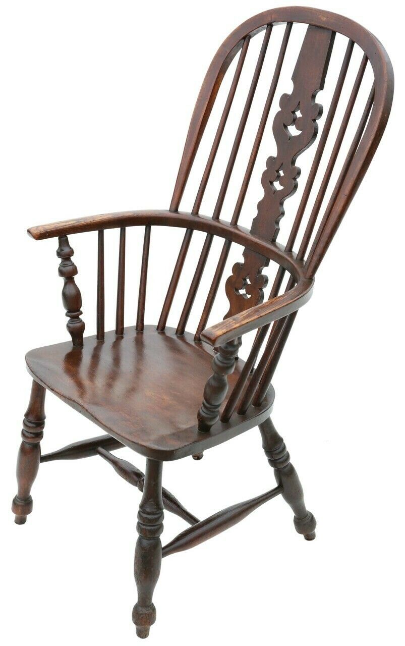 Antique Quality Ash And Elm Windsor Chair Dining Armchair 19th Century photo furniture