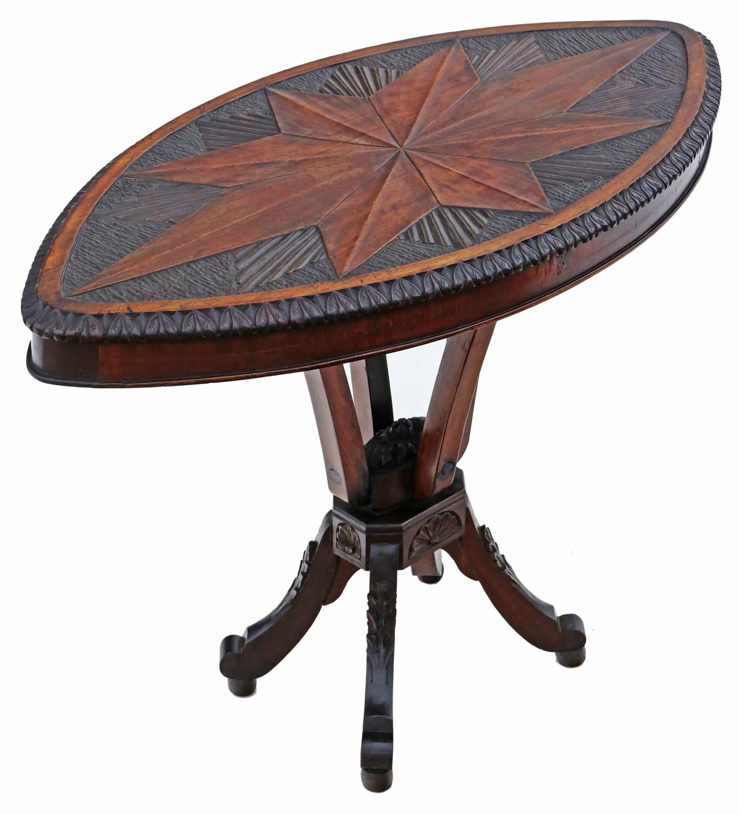 Antique 19th Century Anglo Indian Shield Shaped Centre Side Occasional Coffee Table photo furniture