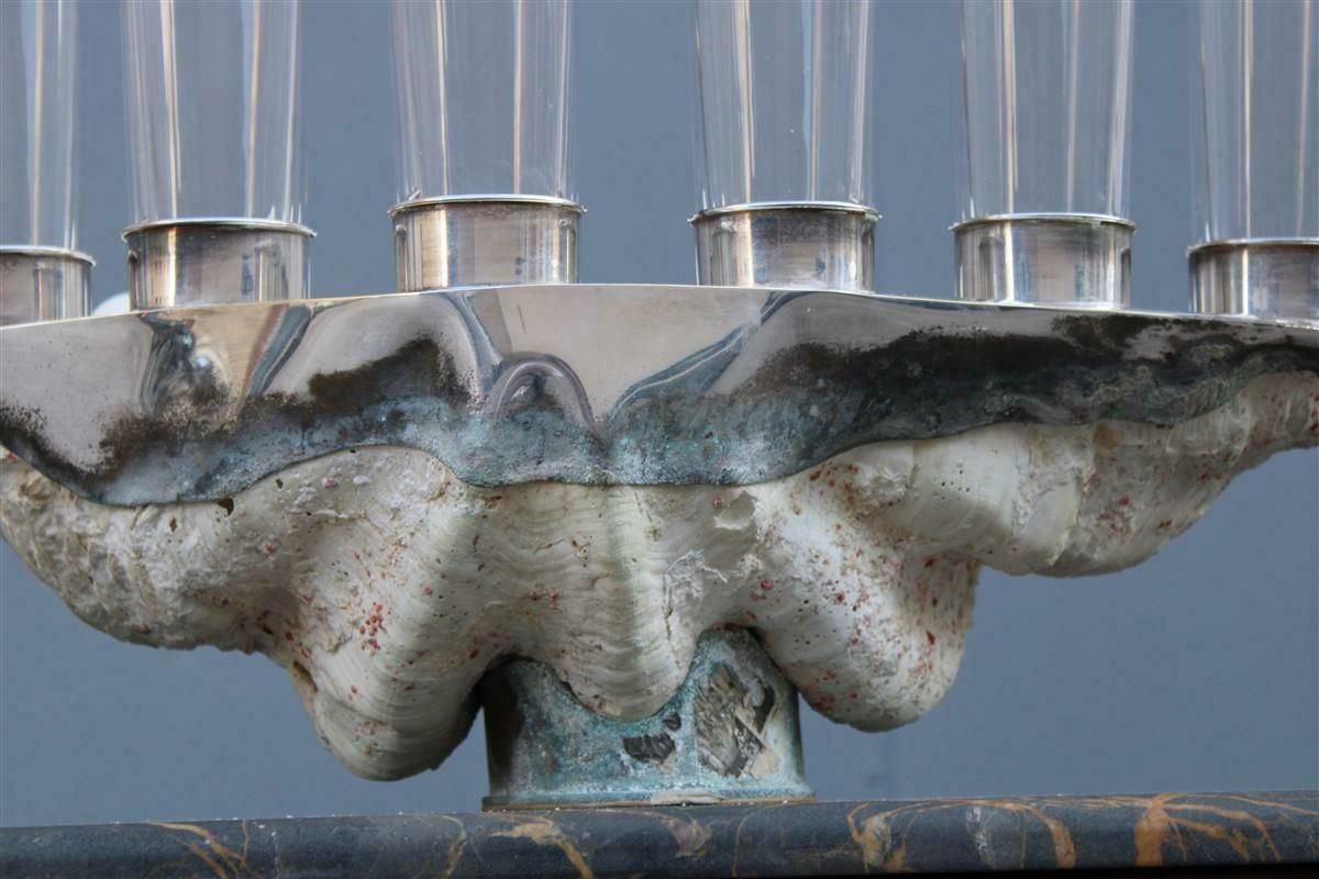 Tridacna Shell With Champagne Glasses Oysters Gabriella Binazzi 1970 photo for sale